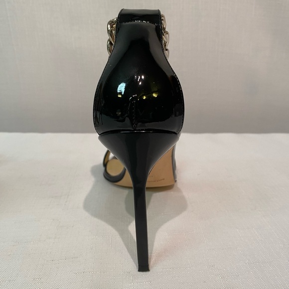 MANOLO BLAHNIK Black Chaos Sandal With Chain Strap Pin Lock Size 8.5B Italy - Picture 9 of 15